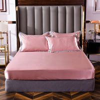 HKM-147155 Washed Silk Fitted Sheet in Solid Color – Modern Simplicity for Your Bedroom Comfort