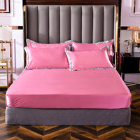 HKM-147155 Washed Silk Fitted Sheet in Solid Color – Modern Simplicity for Your Bedroom Comfort