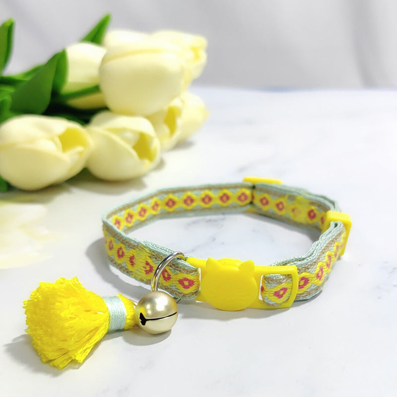 HKM-147539 Adjustable Anti-Suffocation Cat Collar with Safety Buckle and Bell