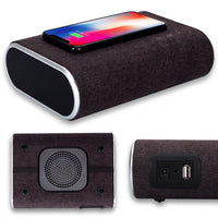 HKM-147539 Wireless Charging Bluetooth Speaker with Dual Stereo Sound and Over-Voltage Protection – Khaki/Dark Brown