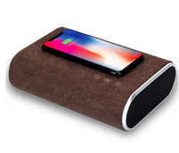 HKM-147539 Wireless Charging Bluetooth Speaker with Dual Stereo Sound and Over-Voltage Protection – Khaki/Dark Brown