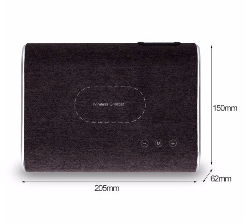 HKM-147539 Wireless Charging Bluetooth Speaker with Dual Stereo Sound and Over-Voltage Protection – Khaki/Dark Brown