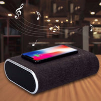 HKM-147539 Wireless Charging Bluetooth Speaker with Dual Stereo Sound and Over-Voltage Protection – Khaki/Dark Brown