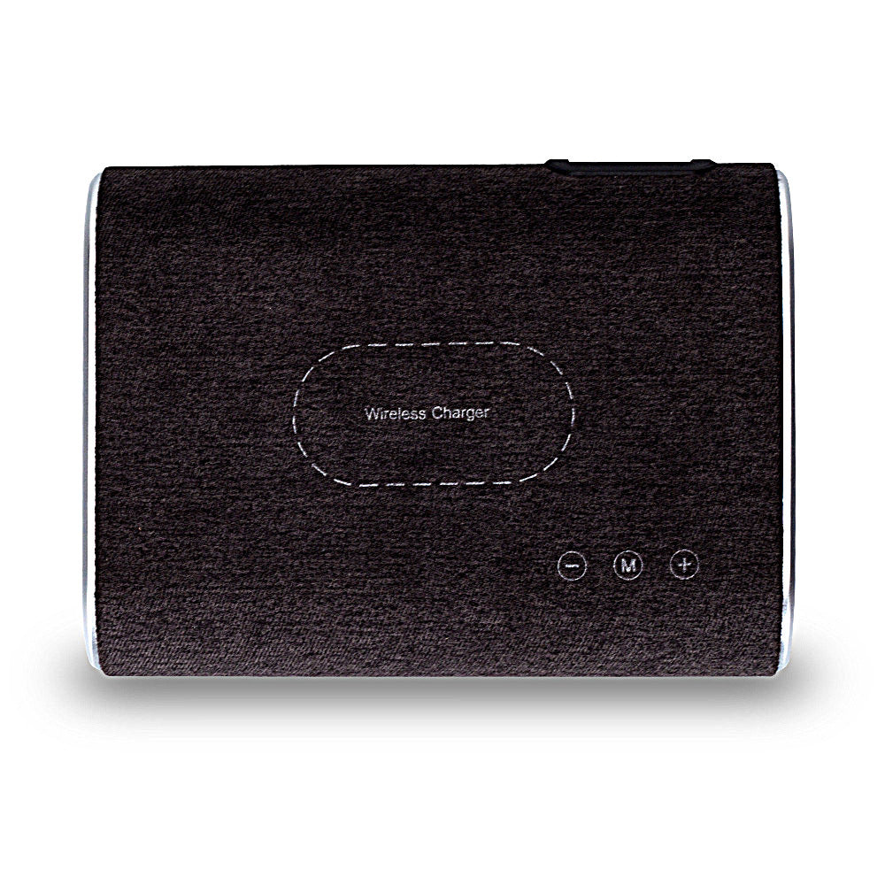 HKM-147539 Wireless Charging Bluetooth Speaker with Dual Stereo Sound and Over-Voltage Protection – Khaki/Dark Brown