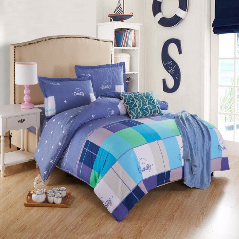 HKM-147603 Cotton Four-Piece Bedding Set with Various Sizes and Pillowcases