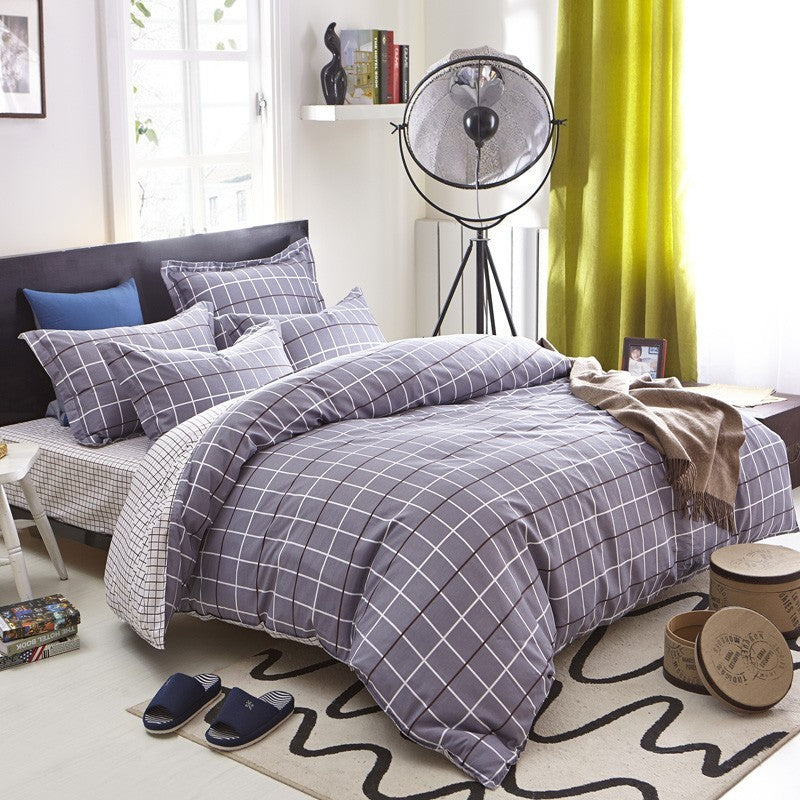 HKM-147603 Cotton Four-Piece Bedding Set with Various Sizes and Pillowcases