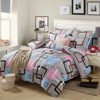 HKM-147603 Cotton Four-Piece Bedding Set with Various Sizes and Pillowcases