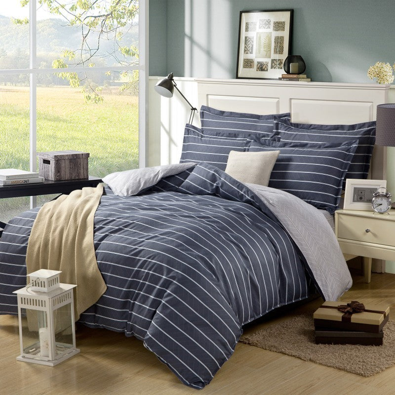 HKM-147603 Cotton Four-Piece Bedding Set with Various Sizes and Pillowcases