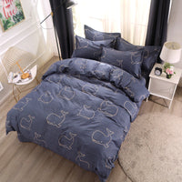 HKM-147603 Cotton Four-Piece Bedding Set with Various Sizes and Pillowcases