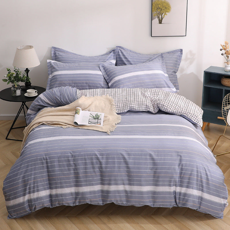 HKM-147603 Cotton Four-Piece Bedding Set with Various Sizes and Pillowcases