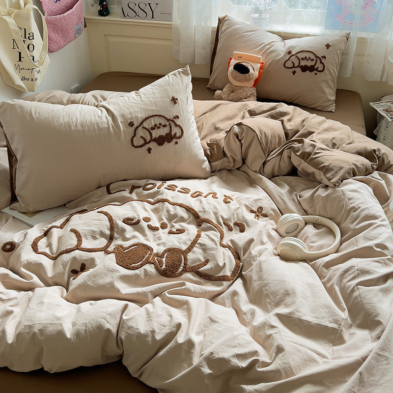HKM-147667 Cartoon Anime Printed Washed Cotton Four-Piece Bedding Set