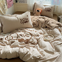 HKM-147667 Cartoon Anime Printed Washed Cotton Four-Piece Bedding Set