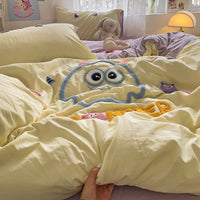 HKM-147667 Cartoon Anime Printed Washed Cotton Four-Piece Bedding Set