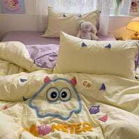 HKM-147667 Cartoon Anime Printed Washed Cotton Four-Piece Bedding Set