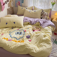 HKM-147667 Cartoon Anime Printed Washed Cotton Four-Piece Bedding Set