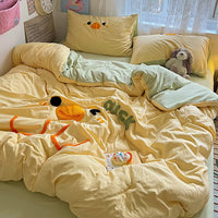 HKM-147667 Cartoon Anime Printed Washed Cotton Four-Piece Bedding Set