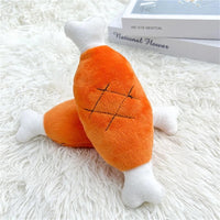 HKM-147667 Plush Chicken Leg Dog Chew Toy - Soft and Durable Teething Toy for Small to Medium Dogs