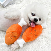 HKM-147667 Plush Chicken Leg Dog Chew Toy - Soft and Durable Teething Toy for Small to Medium Dogs