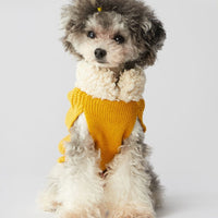 HKM-147987 Cozy Bowknot Sweater for Dogs and Cats in Morandi Yellow and White