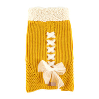 HKM-147987 Cozy Bowknot Sweater for Dogs and Cats in Morandi Yellow and White