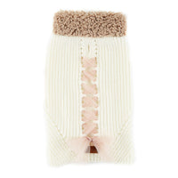 HKM-147987 Cozy Bowknot Sweater for Dogs and Cats in Morandi Yellow and White