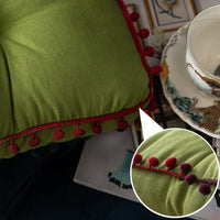 HKM-148051 Contemporary Solid Color Fur Ball Cushion - 40x40 CM, Available in White, Khaki, Grass Green, Coffee