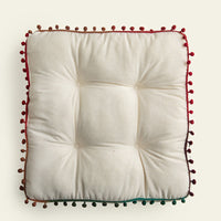 HKM-148051 Contemporary Solid Color Fur Ball Cushion - 40x40 CM, Available in White, Khaki, Grass Green, Coffee