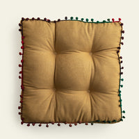 HKM-148051 Contemporary Solid Color Fur Ball Cushion - 40x40 CM, Available in White, Khaki, Grass Green, Coffee