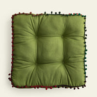 HKM-148051 Contemporary Solid Color Fur Ball Cushion - 40x40 CM, Available in White, Khaki, Grass Green, Coffee