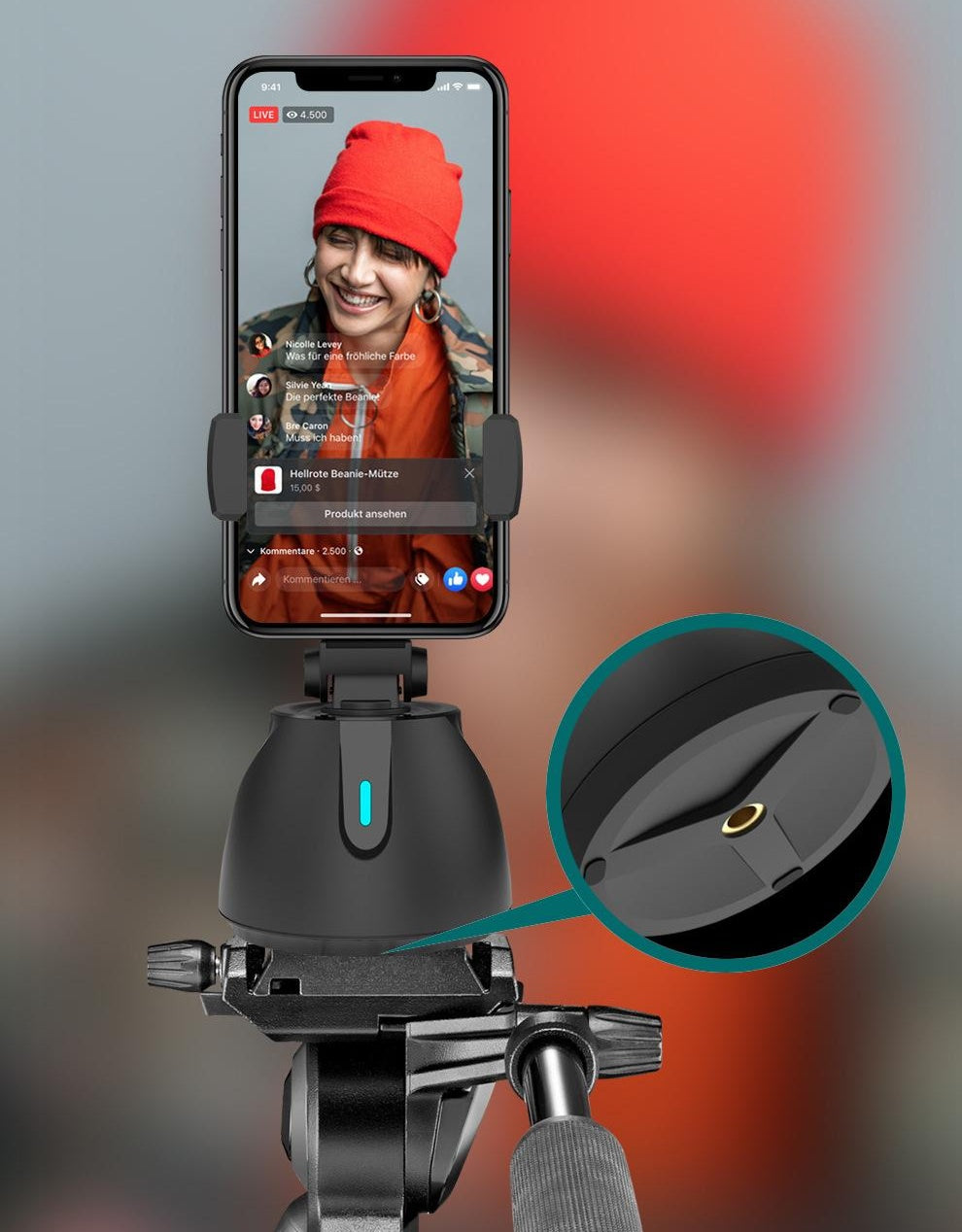 HKM-148051 Smart PTZ Face Recognition Camera with 360-Degree Tracking, ABS Material, Compatible with Android and iOS