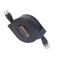 HKM-148179 Retractable Category 6 Network Cable with RJ-45 Connector, 1m and 2m Lengths, Oxygen-Free Copper, Black