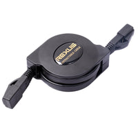 HKM-148179 Retractable Category 6 Network Cable with RJ-45 Connector, 1m and 2m Lengths, Oxygen-Free Copper, Black