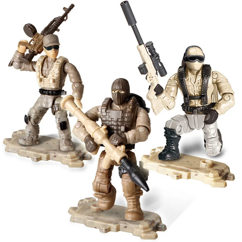 KTX-148563 Mixed Special Forces Action Figures Set with Military Accessories - 6-Piece Toy Soldier Collection for Ages 4+