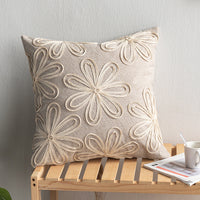 HKM-148883 Handmade Retro Double-Faced Plush Cushion Cover with Floral Design, 45x45 cm