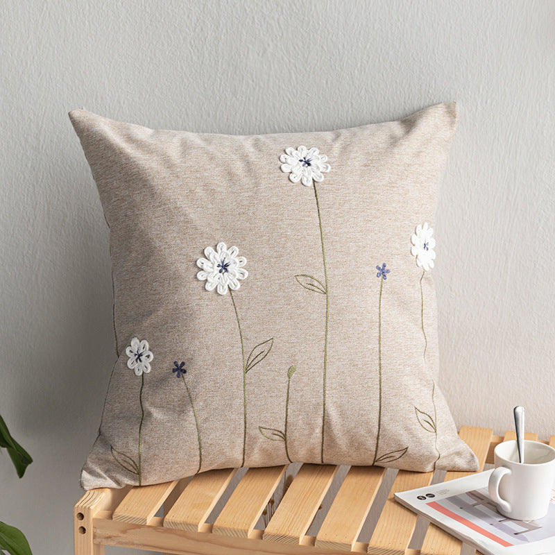 HKM-148883 Handmade Retro Double-Faced Plush Cushion Cover with Floral Design, 45x45 cm