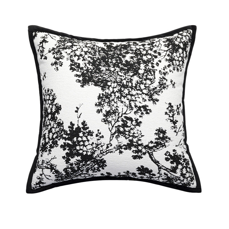 HKM-148947 French Classic Style Black and White Pillow Cases – Abstract, Floral & Plaid Designs, 45x45cm