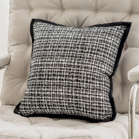 HKM-148947 French Classic Style Black and White Pillow Cases – Abstract, Floral & Plaid Designs, 45x45cm