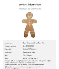 HKM-149203 Gingerbread Man Cartoon Flocking Carpet - Machine Washable Polyester 70x120cm