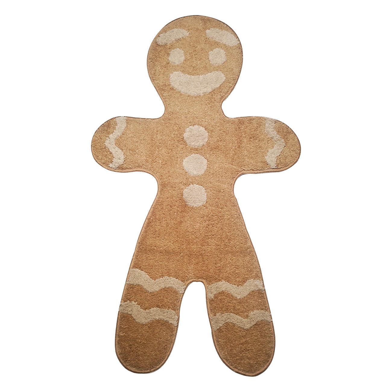 HKM-149203 Gingerbread Man Cartoon Flocking Carpet - Machine Washable Polyester 70x120cm