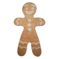 HKM-149203 Gingerbread Man Cartoon Flocking Carpet - Machine Washable Polyester 70x120cm