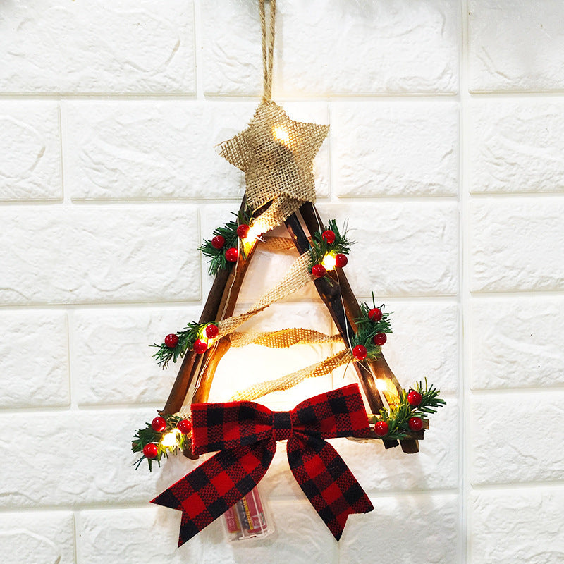 HKM-149267 LED Circular Rattan Snowman Wreath for Christmas Home Decoration, 40cm