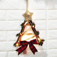 HKM-149267 LED Circular Rattan Snowman Wreath for Christmas Home Decoration, 40cm
