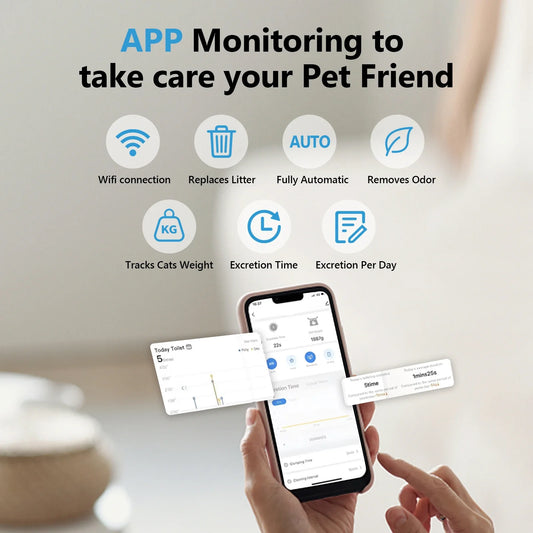 KTX-149267 Wi-Fi Controlled Smart Cat Litter Box - 70L Odor-Free, Easy Clean, Automatic Cleaning, Dust-Free