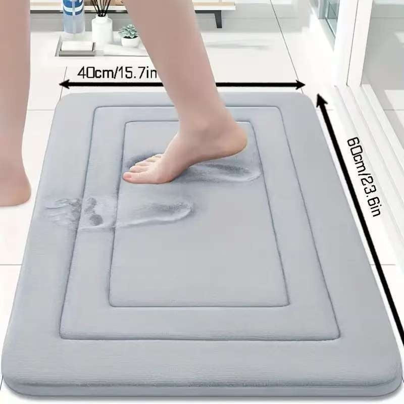 KTX-149395 Thickened Memory Foam Anti-Slip Coral Velvet Bathroom Mat for Entrance