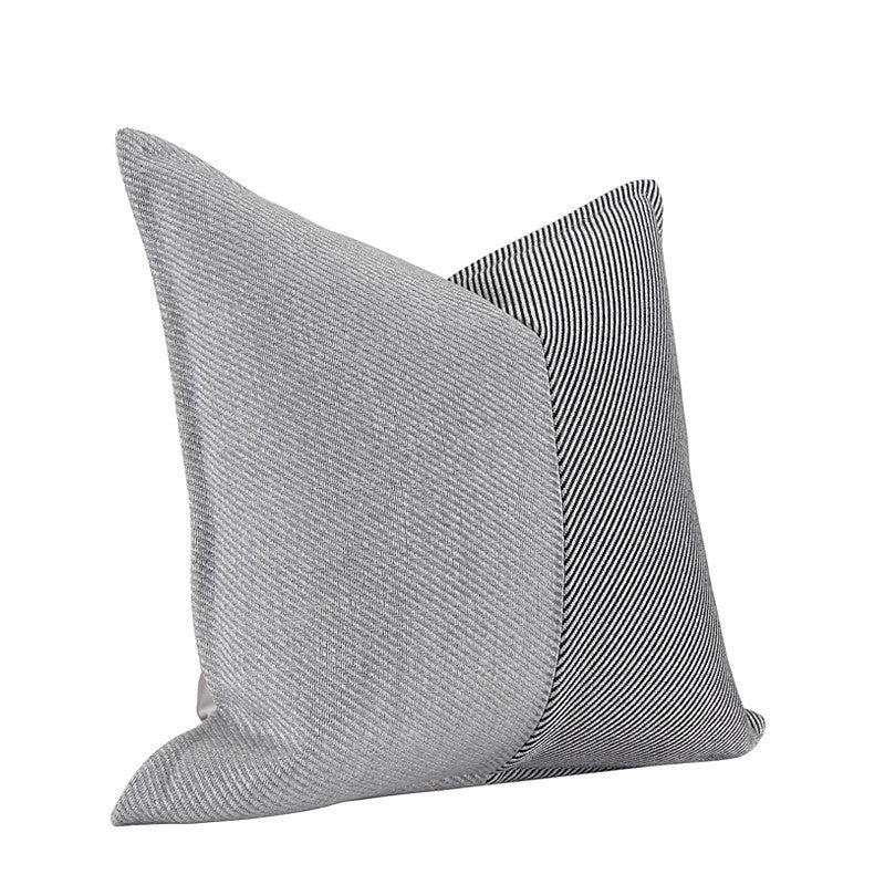 HKM-149523 Silver Gray Simple Striped Cushion Cover - Square 45x45cm or 50x50cm Options Available