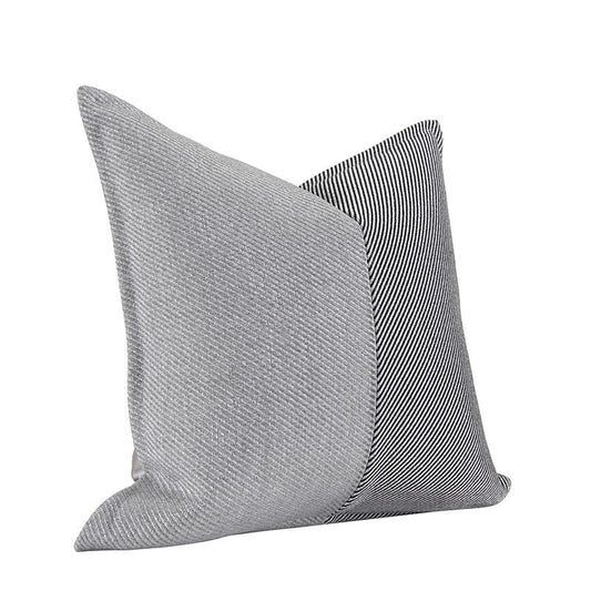 HKM-149523 Silver Gray Simple Striped Cushion Cover - Square 45x45cm or 50x50cm Options Available