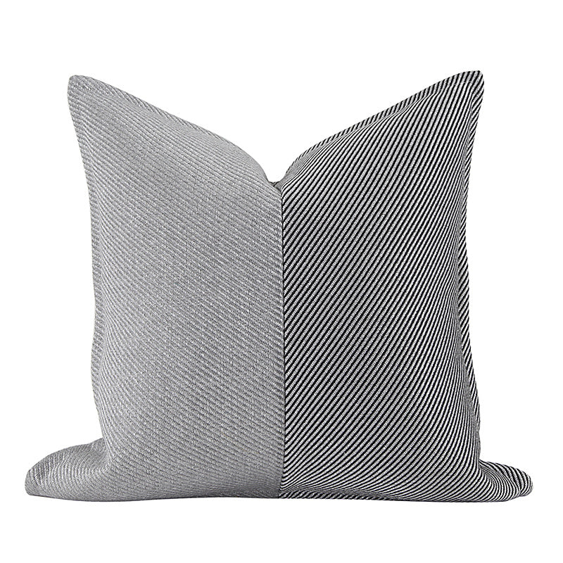HKM-149523 Silver Gray Simple Striped Cushion Cover - Square 45x45cm or 50x50cm Options Available