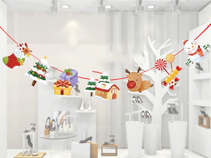 HKM-149587 Cartoon Hanging Flag Christmas Ornament - Paper, 20x30cm