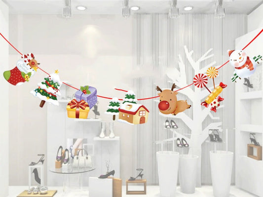 HKM-149587 Cartoon Hanging Flag Christmas Ornament - Paper, 20x30cm