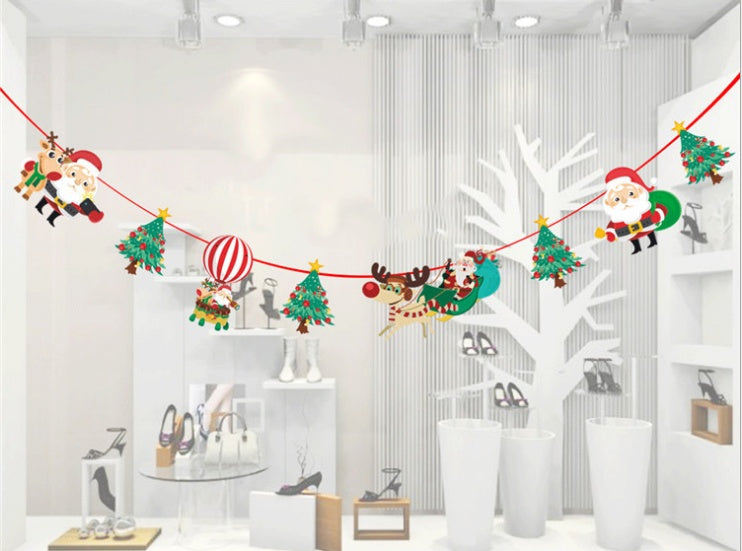 HKM-149587 Cartoon Hanging Flag Christmas Ornament - Paper, 20x30cm